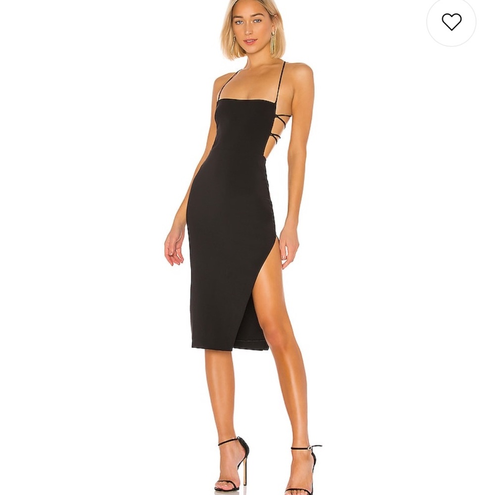 NBD Becky Black MIDI Dress NWOT